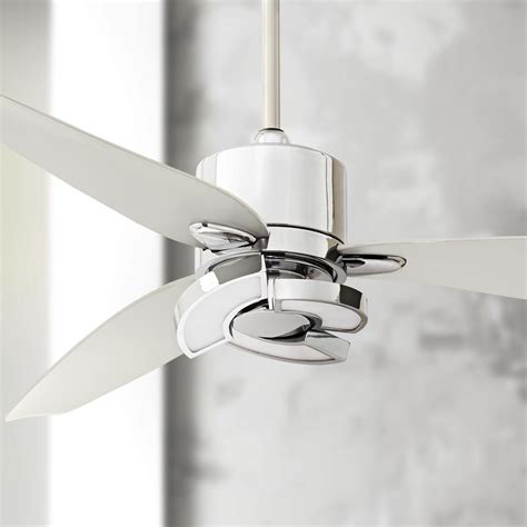 For example, if you are shopping for a fan for a contemporary space, a white or black fan with chrome accents and streamlined blades may work for. 56" Possini Vengeance Chrome LED Ceiling Fan - #7D209 ...