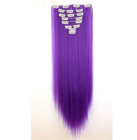 Long 2666cm Straight Dark Purple Full Head Hairpiece Clip In Hair