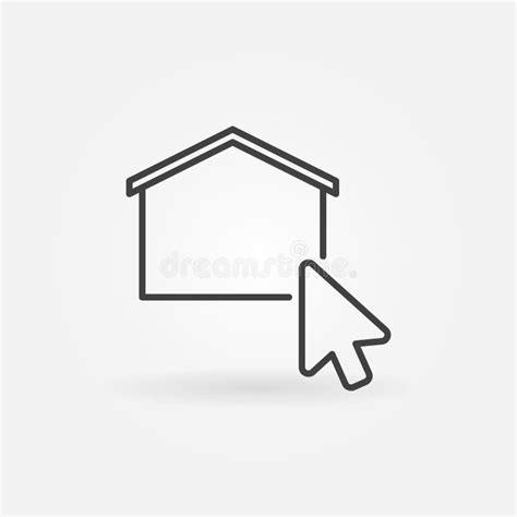 Mouse Click On House Vector Concept Line Icon Or Symbol Stock Vector
