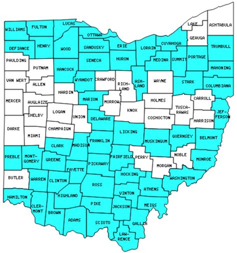 Ohio Map Showing Counties And Cities United States Map