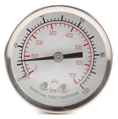 Grainger Approved Pressure Gauge 0 To 100 Psi 0 To 700 Kpa Range 14