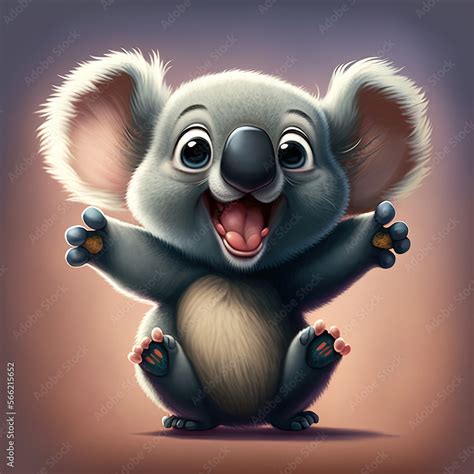 Cute Small Koala Sitting With Smile Ready To Hug With Welcoming Gesture