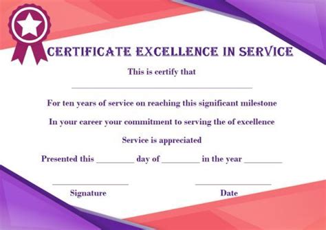 10 Years Service Award Certificate 10 Templates To Honor Years Of