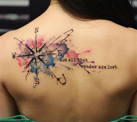 Stunning Watercolor Tattoo Ideas Youll Obsess Over Compass Tattoo