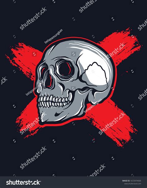 Set Vintage Skulls Isolated On Dark Stock Vector Royalty Free