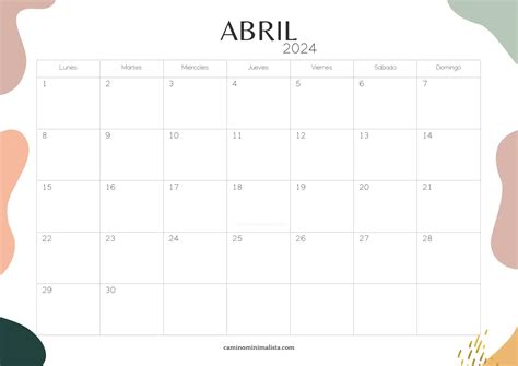 Calendario Imprimible De Abril Freebies