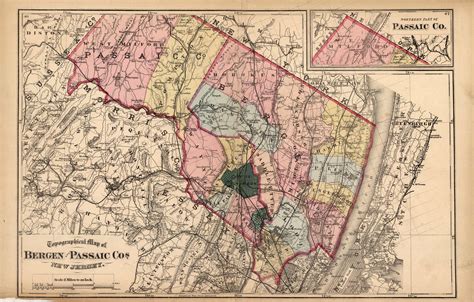 Topographical Map Of Bergen And Passaic Cos New Jersey Art Source