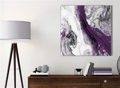 Purple And Grey Swirl Living Room Canvas Wall Art Accessories