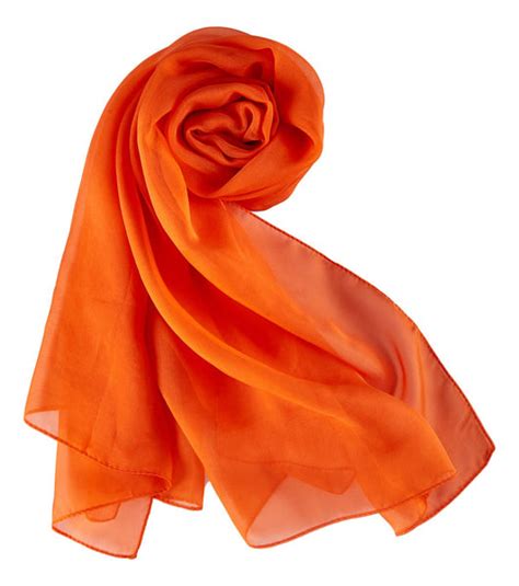 Long Silk Chiffon Scarf Solid Orange Color Sql205 Yangtze Store