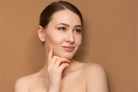 A Woman With Clean Skin Touches Her Cheeks With Her Hand Perfect