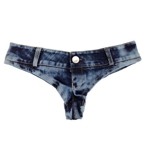 2018 Sexy Nightclub Girls Low Waist Denim Thong Short Shorts Micro Mini