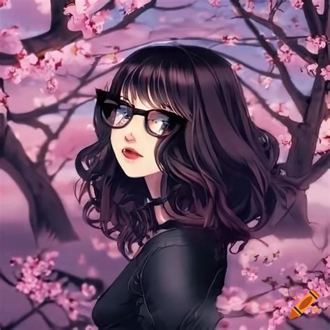 Anime Girl Sitting Under A Cherry Blossom Tree
