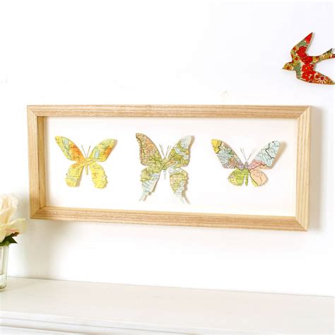Personalised Map Location Three Butterflies Wall Art By Bombus