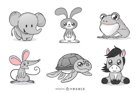 Cute Animals Cartoon Illustration Set Vector Download