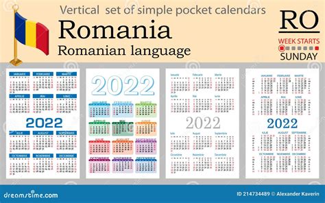 Romanian Vertical Pocket Calendar For 2023 Week Starts Monday Cartoon