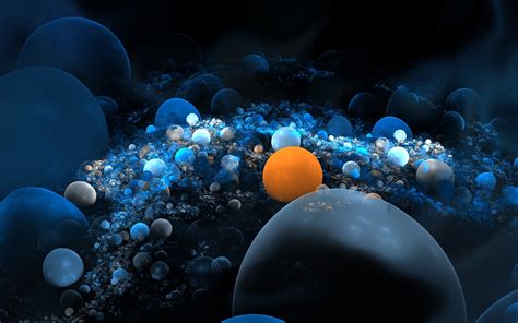 Night Planet Space Sphere Blue Fractal Underwater Orange