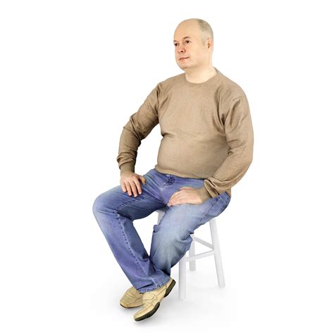 Man In Casual Clothes Sitting Pose 3d Model By Renderbot Llc