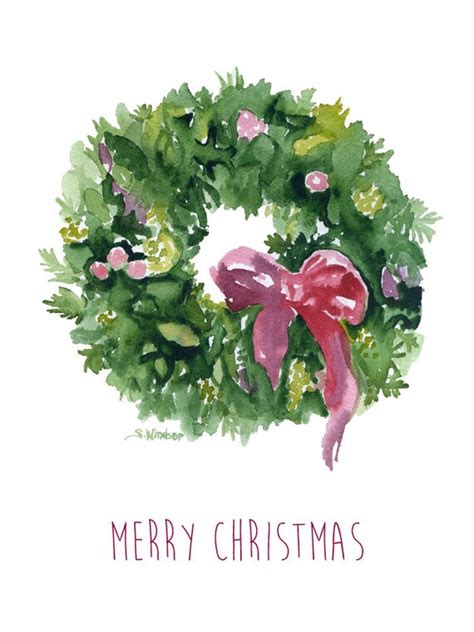 Watercolor Christmas Wreath Set Of 10 Christmas By Susanwindsor