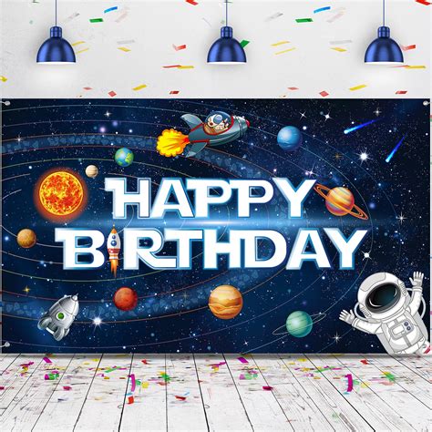 Buy Outer Space Happy Birthday Decorations Solar System Banner Large Happy Birthday Outer Space