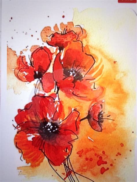 Watercolor Poppies Watercolor And Ink Abstract Watercolor Abstract