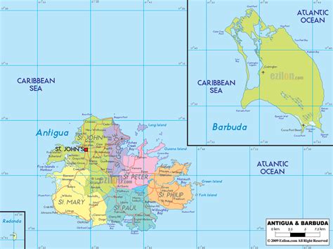 Detailed Political Map Of Antigua And Barbuda Ezilon Maps