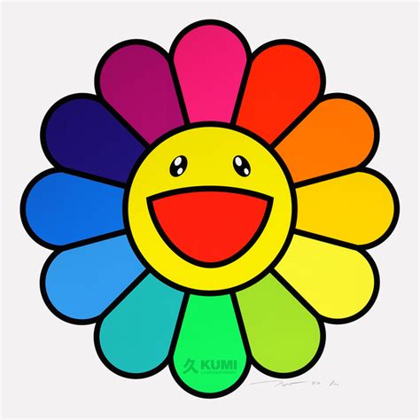 With 12 rounded petals and smiling faces, takashi murakami's flowers are celebrated for their display of joy and innocence. Takashi Murakami | Smile On, Rainbow Flower!! (2020) | Available for Sale | Artsy