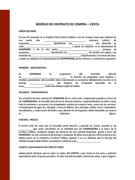 Modelo De Contrato De Compraventa Gobierno Política