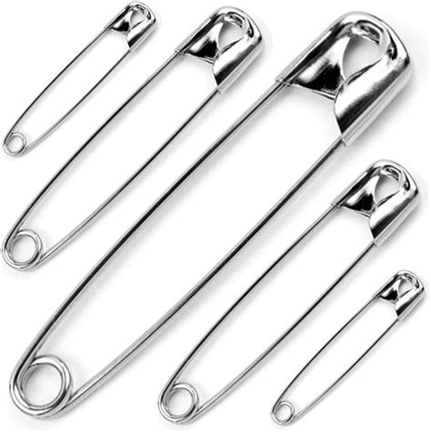 50pc safety pins assorted sizes small large silver clothes textile hemming craft uk