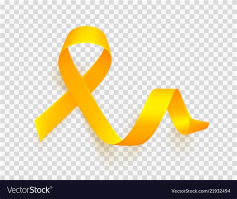 Realistic Gold Ribbon World Childhood Cancer Vector Image
