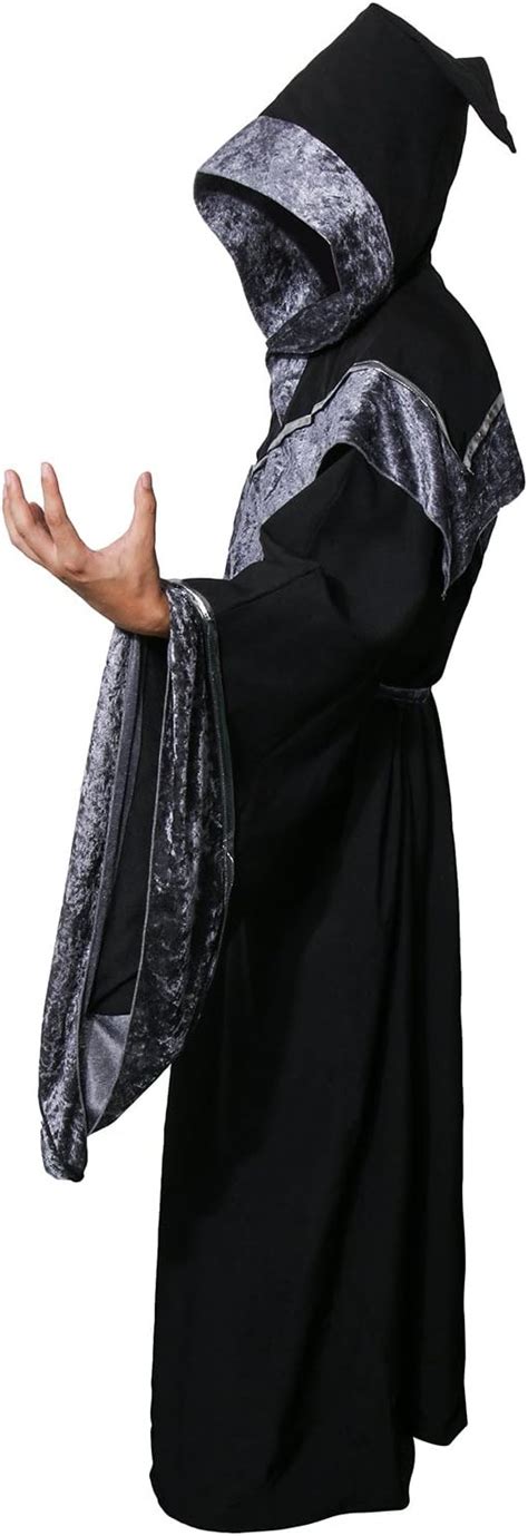 Nofonda Mens Dark Wizard Robe Medieval Monk Robe Dark Mystic Godfather