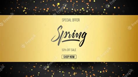 Special Offer Gold Spring Sale Background With Hand Lettering Font