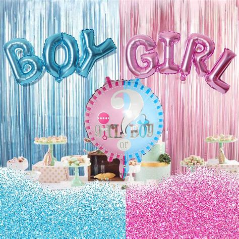 Boy Girl Gender Reveal Party Ballons Pink Blue Ms Gender Reveal Boy