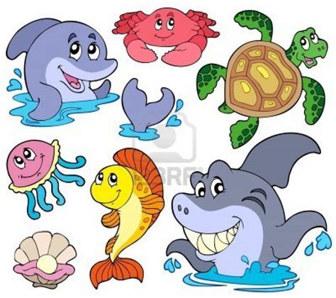 Sea Animals Cartoon Set