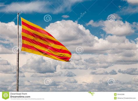The Flag Of Catalonia Stock Photo Image Of Flag Fluttering 30445398
