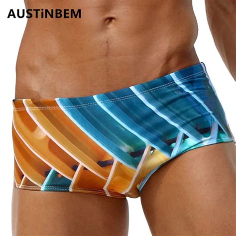 AUSTiNBEM Brand Men Swimwear Trunks Man Swimsuits Swimming Boxer Shorts