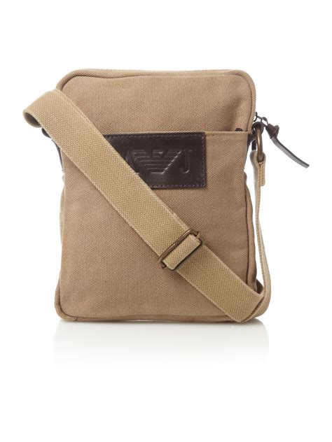 Armani Jeans Canvas Cross Body Bag In Brown For Men Sand Lyst