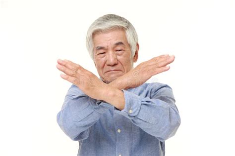 Senior Japanese Man Making No Gesture Stock Image Image Of Elder