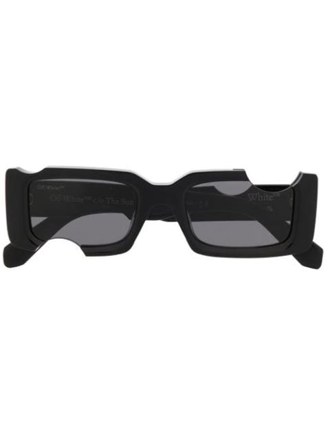 Off White Holes Rectangular Frame Sunglasses Farfetch