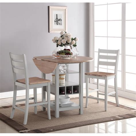 How i go about building a dining table bench seat with storage. Bernards Ridgewood Drop Leaf Counter Height Table with Wine Rack - Birch / Gray - 5920 | Counter ...