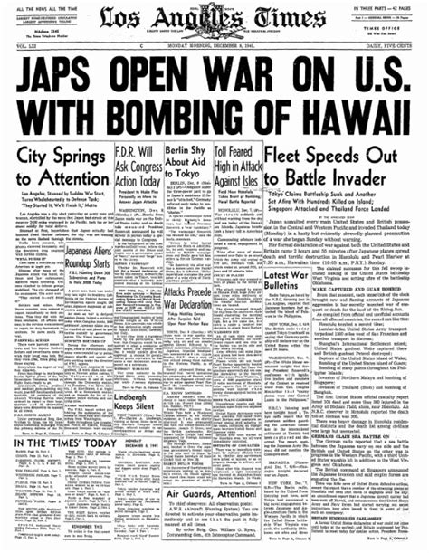 Pearl Harbor Newspaper Headlines Historic Newspapers