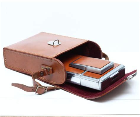 Vintage Retro Polaroid Hard Leather Case For By Lephotographeny Leather Case Leather Camera Bag