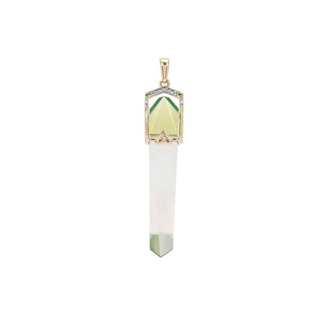 Lehrer Cosmic Obelisk Green Gold Optic Quartz Green Onyx And Diamond 9k