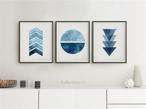 Blue Abstract Art Set Of 3 Beaulah Bliss