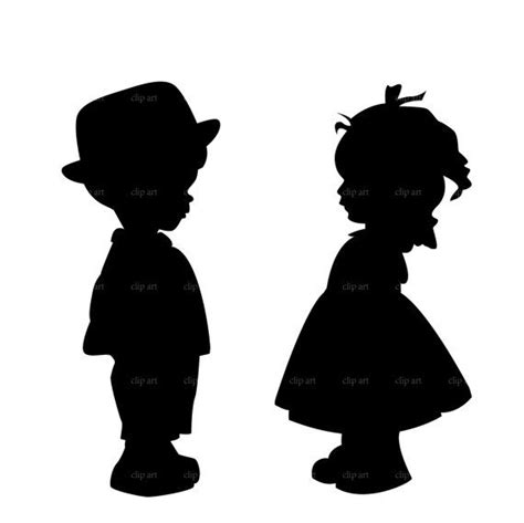 Boy And Girl Silhouette Digital Clipart Vector Eps By Bestvector Girl