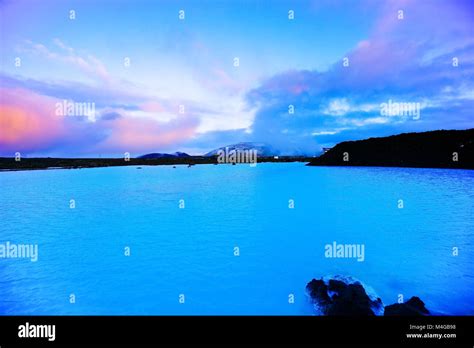 View Of The Blue Lagoon At Dusk In Iceland Stock Photo Alamy