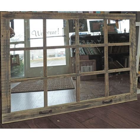 Extra Large Farmhouse Window Pane Mirror 46x36 Rustic Barn Wood