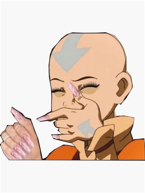 Aang Laughing With Long Nails Sticker For Sale By Thicccoreo Redbubble