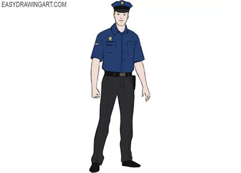 How To Draw A Police Officer Easy Drawing Art