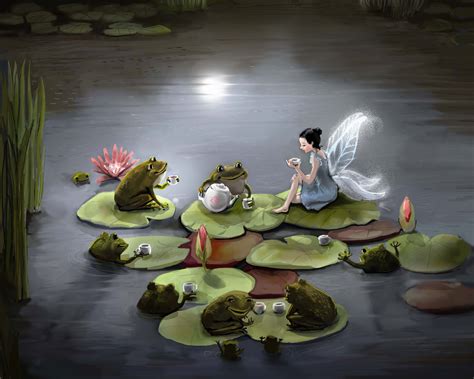 Frog And Fairy Tea Party By Dow Fairy Paintings Fairy Tea Parties