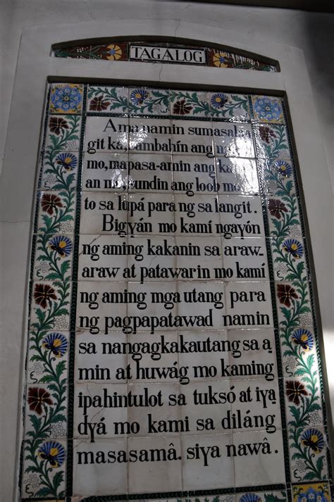 Pater Noster Prayer Tagalog The Lords Prayer Le Pater Noster